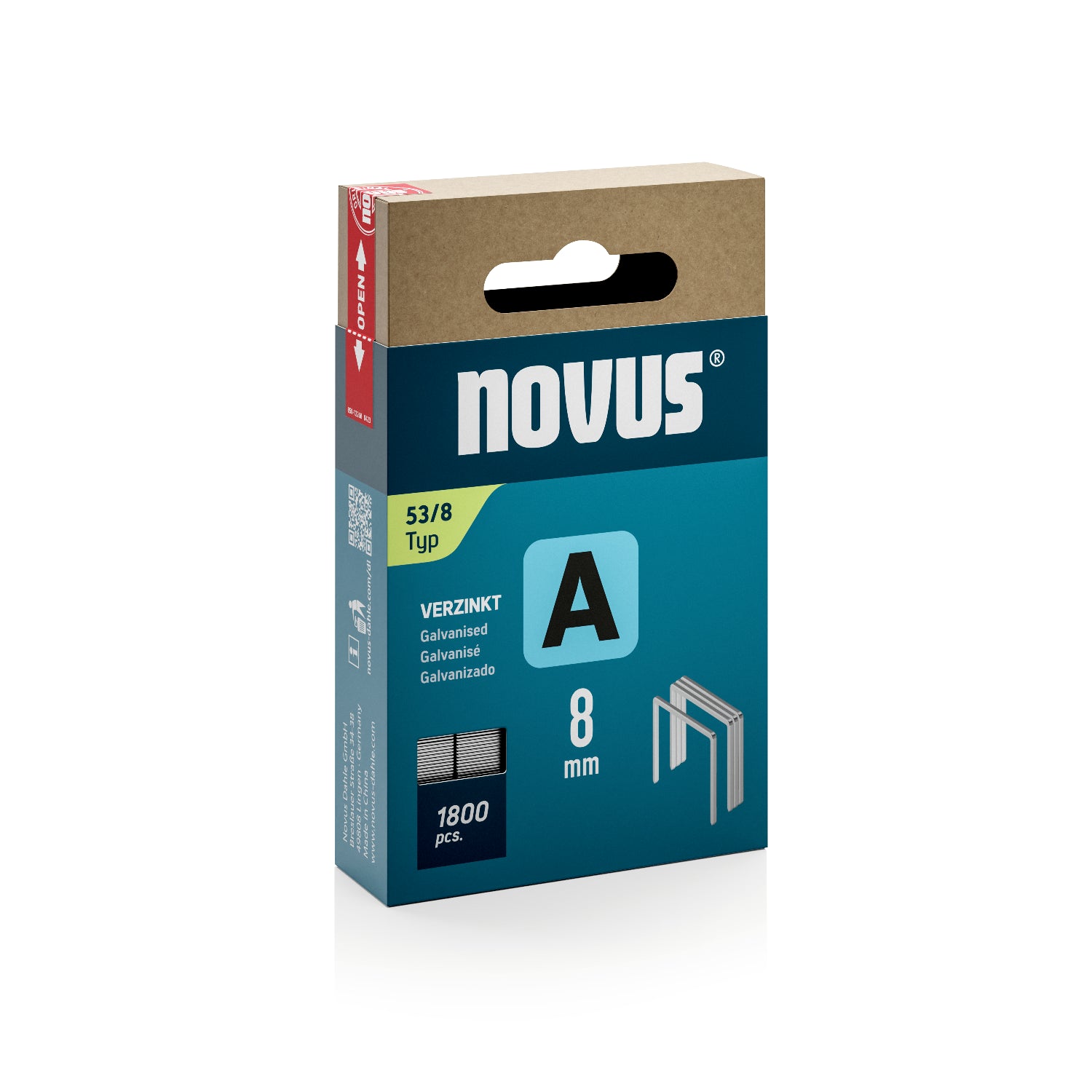 Capse Novus din sârmă subțire Tip A 53/8 mm zincate - 2000 bucăți