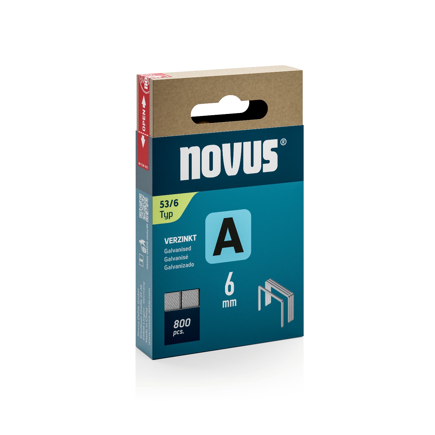 Capse Novus din sârmă subțire Tip A 53/6 mm zincat - 1000 bucăți