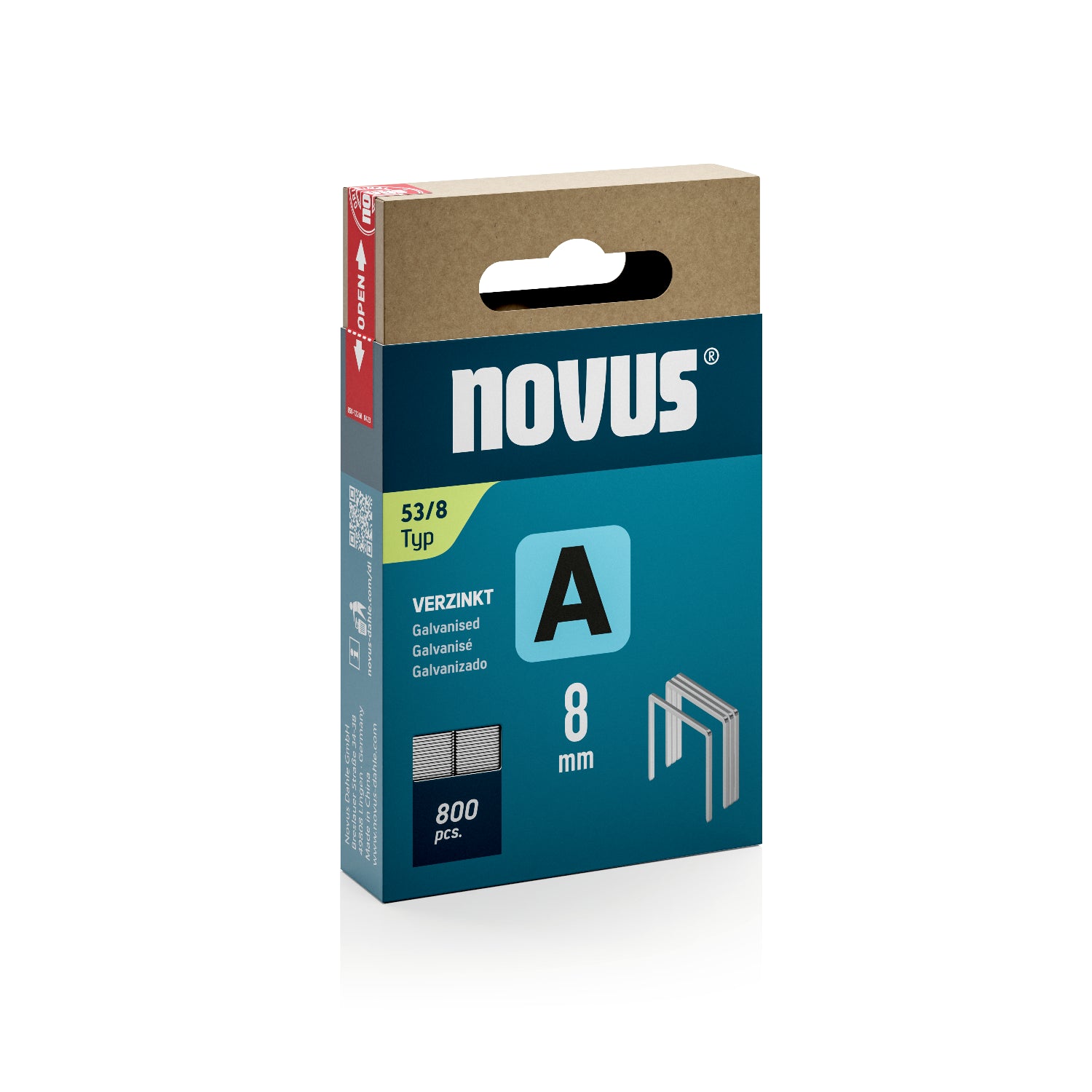 Capse Novus din sârmă subțire Tip A 53/8 mm zincate - 1000 bucăți