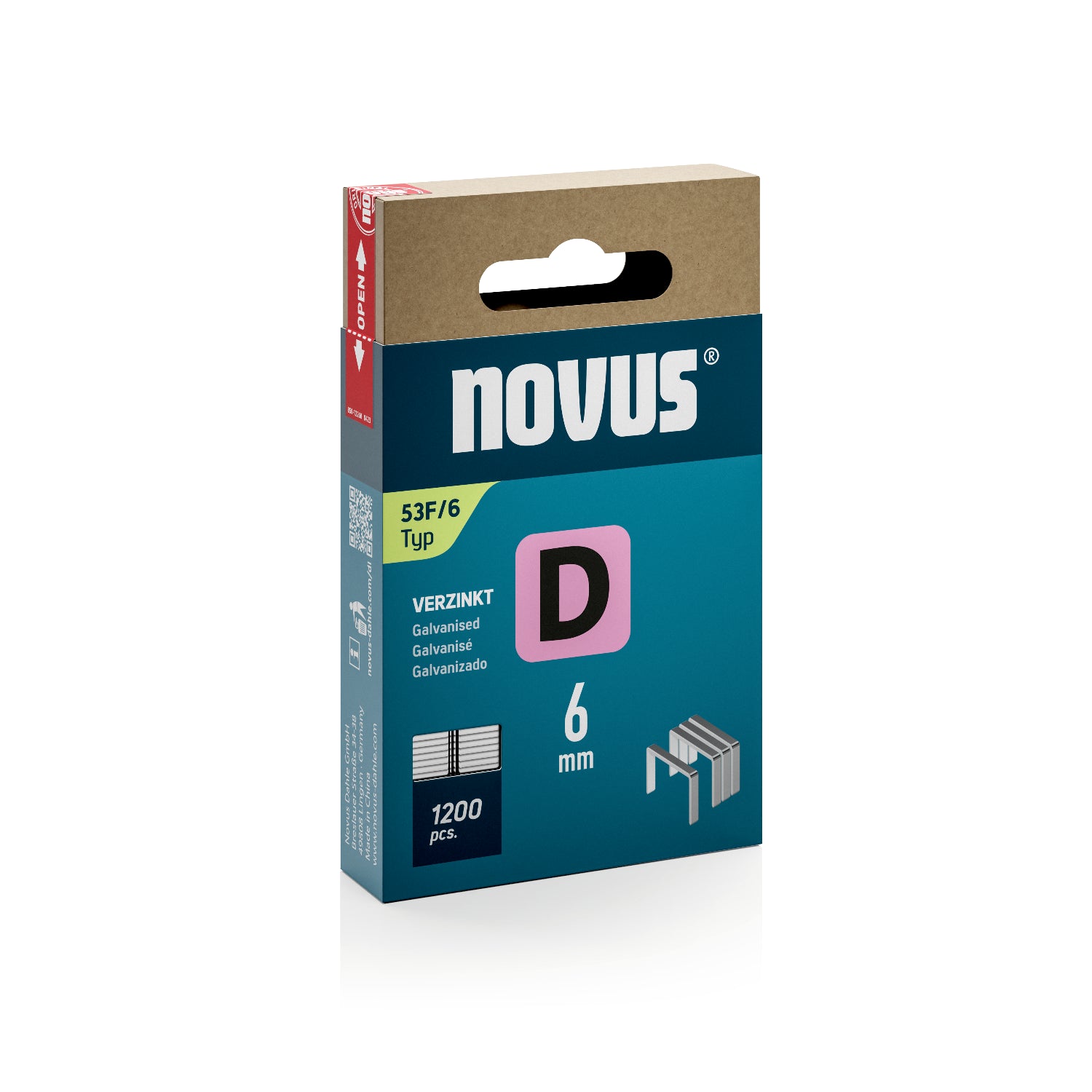 Capse Novus din sârmă plată Tip D 53 F/6 mm zincate - 1200 bucăți