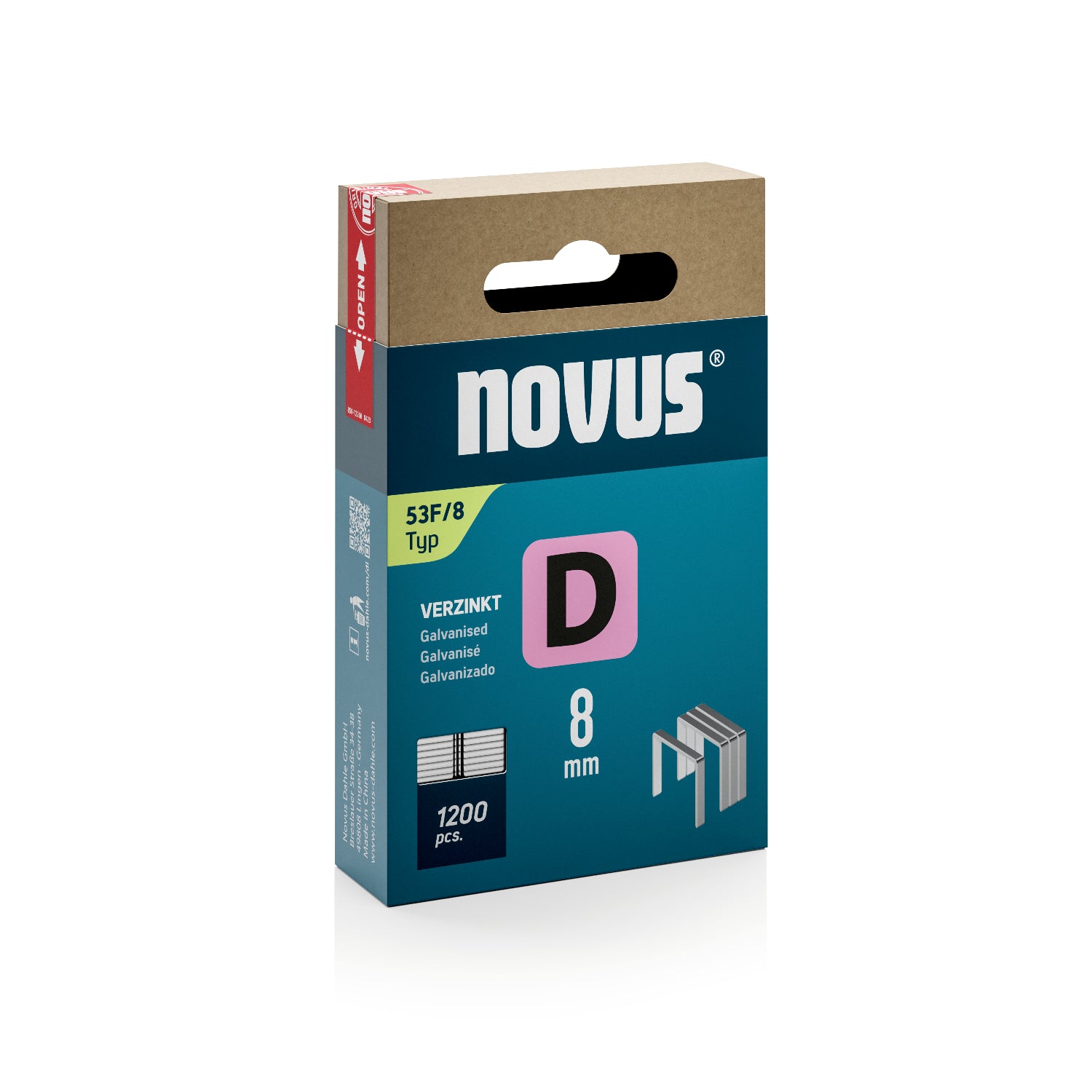 Capse Novus din sârmă plată Tip D 53 F/8 mm zincate - 1200 bucăți