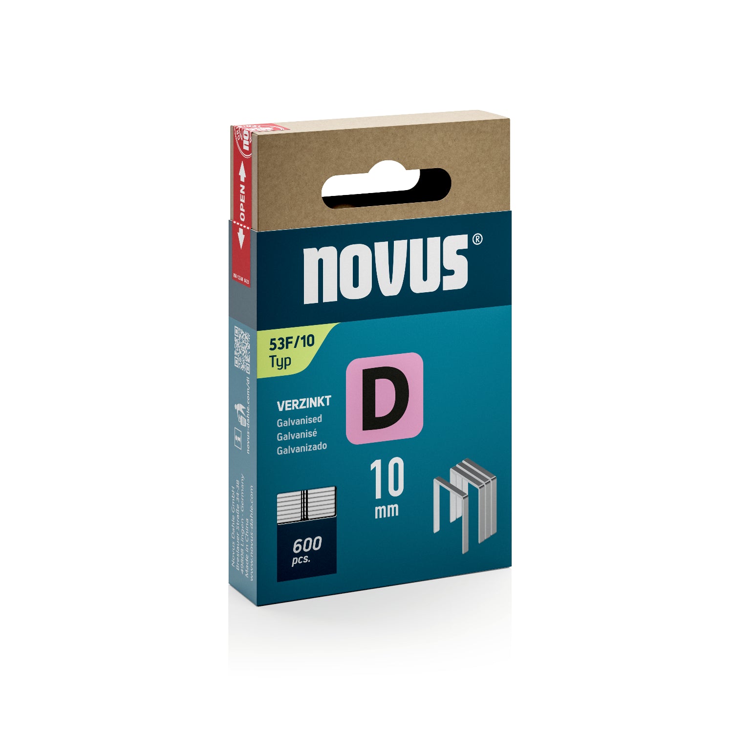 Capse Novus din sârmă plată Tip D 53 F/10 mm zincate - 600 bucăți