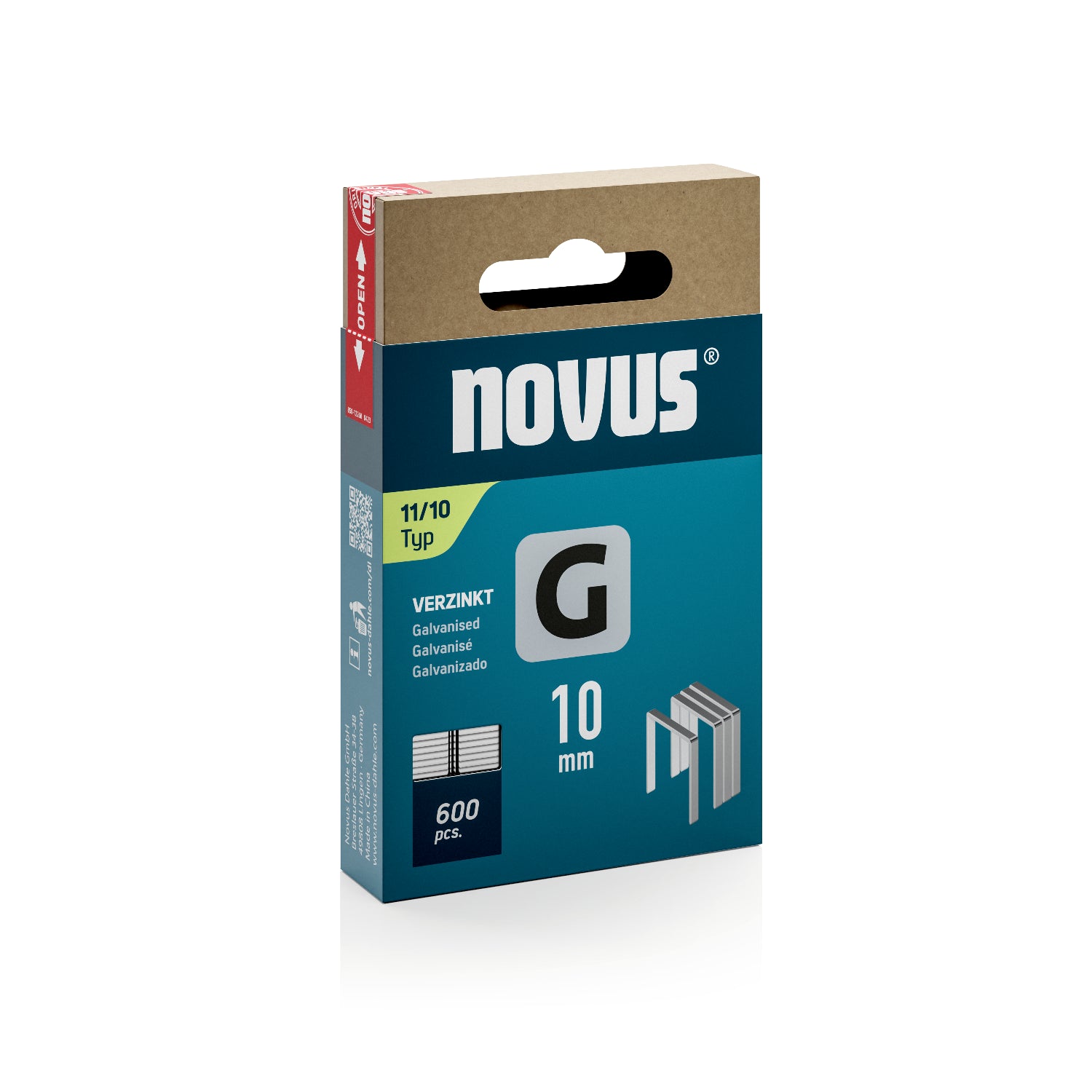 Capse Novus din sârmă plată Tip G 11/10 mm Zincate - 600 bucăți