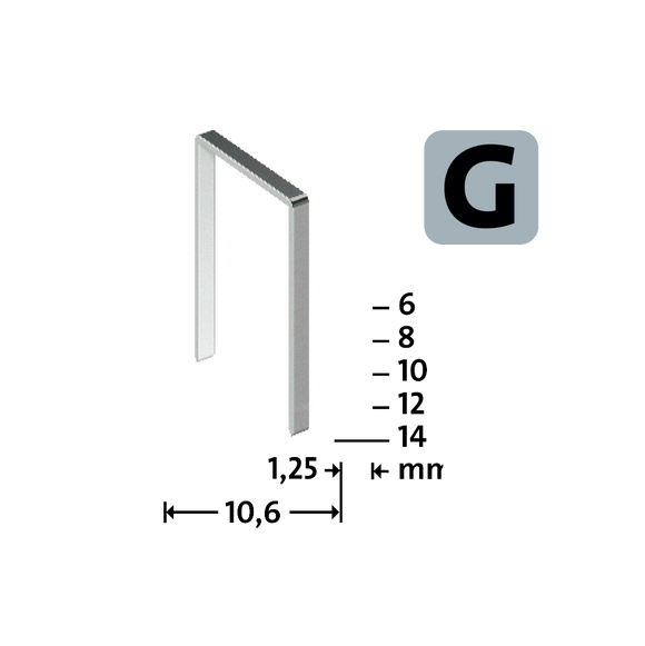 Capse Novus din sârmă plată Tip G 11/10 mm Zincate - 600 bucăți