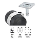 Roată dublă 35mm, placă 29x29mm, lagăr de alunecare, max. 50kg-2