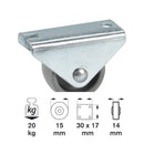 Roată fixă 15mm pentru mobilier, placă 30x17mm, lagăr de alunecare-2