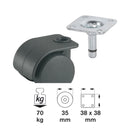 Roată container 35mm, placa 38x38mm , lagar de alunecare-2