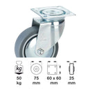 Roată de ghidare TPE 75mm, placă 60x60mm, lagăr de alunecare-2