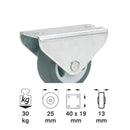 Roată fixă 25mm pentru parchet, placă 40x19mm, lagăr de alunecare si roți moi-2