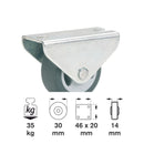 Roată fixă 30mm pentru parchet, placă 46x20mm, lagăr de alunecare si roți moi-2